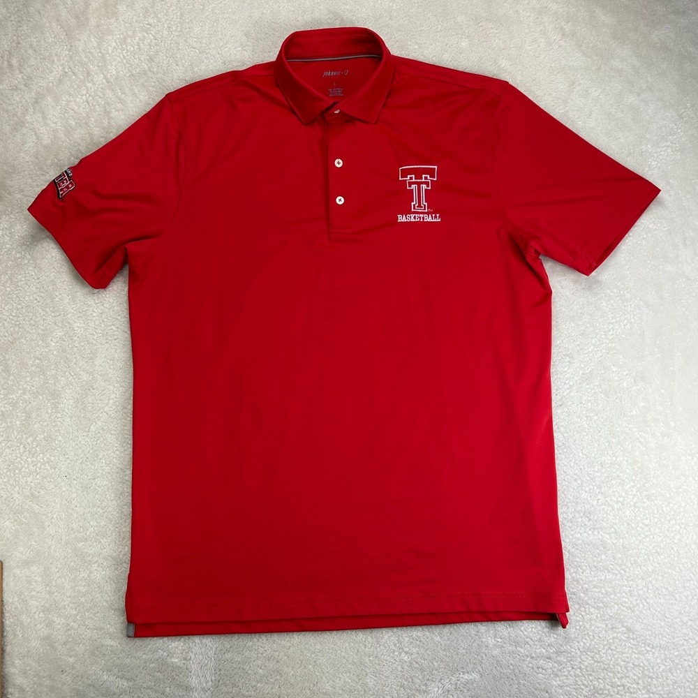 Johnnie-O Texas Tech Polo Shirt Red Mens L Red Red Raiders Basketball Stretch